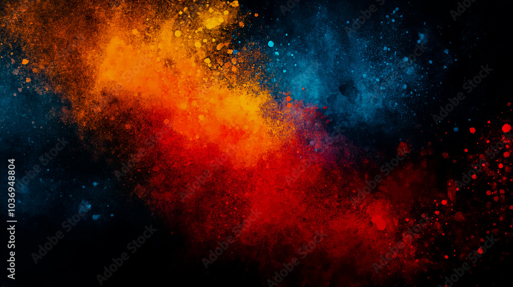 Fototapeta premium A vibrant color gradient with a grainy texture background featuring shades of orange, red, and blue.