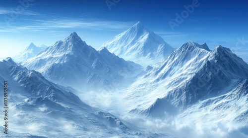 Wallpaper Mural Majestic Snow-Capped Mountains Under Blue Sky Torontodigital.ca