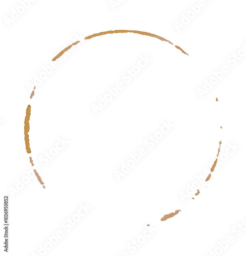 Coffee cup stain, brown trace of mug, design element isolated on white