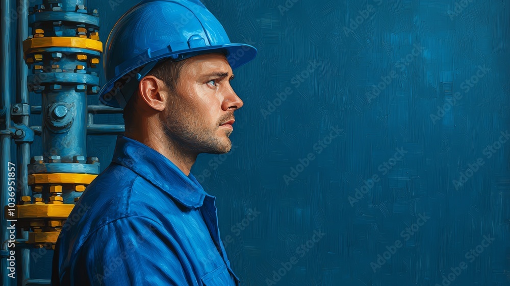 Side view of an industrial maintenance worker Side view of an industrial maintenance worker