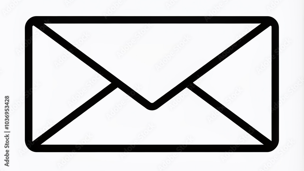 Simple black outline  illustration of an envelope  commonly used to represent email messages in digital applications and websites.