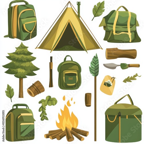 camping and hiking items set