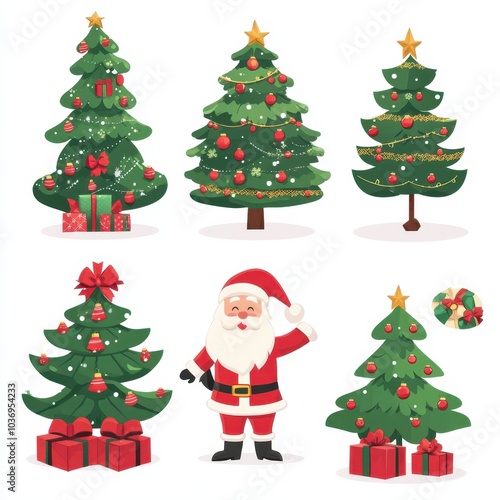 christmas trees and santa claus