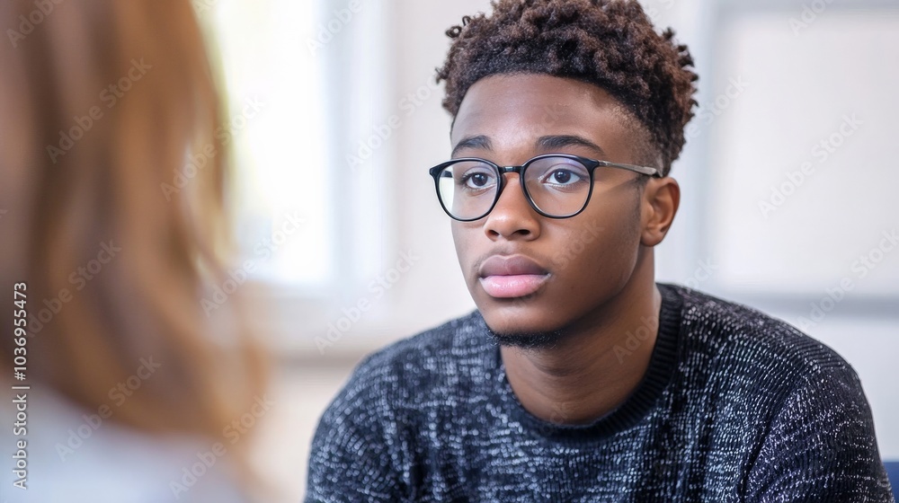 A youth attending a counseling session as part of a diversion program, demonstrating alternative approaches in juvenile justice A youth attending a counseling session as part of a diversion program, demonstrating alternative approaches in juvenile justice