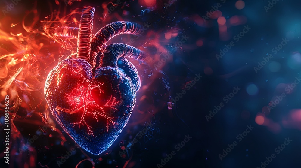 Technology style heart rhythm, cardiovascular cardiology medical concept Technology style heart rhythm, cardiovascular cardiology medical concept