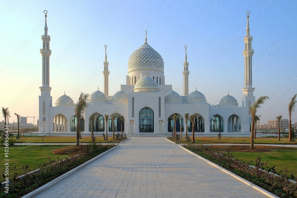 Obraz premium Beautiful mosque as a place of worship for Muslims created with Generative AI