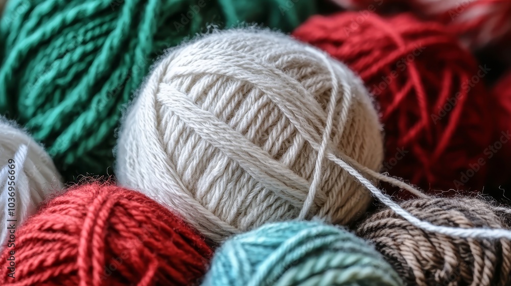 red, green, white, and blue yarn red, green, white, and blue yarn