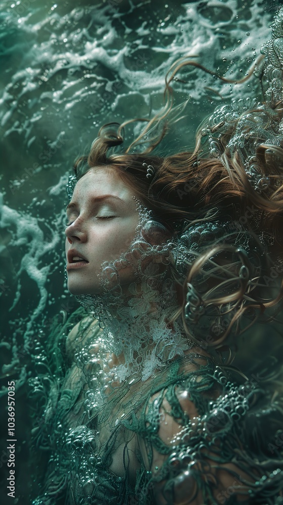 Dreamy Underwater Portrait of a Woman in Lace Dress Dreamy Underwater Portrait of a Woman in Lace Dress