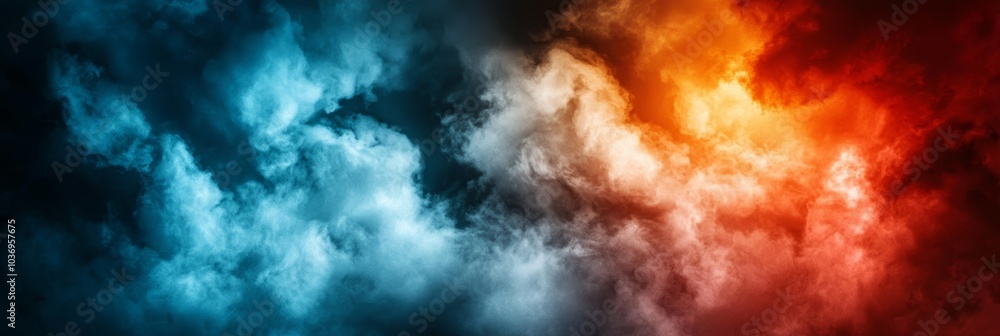 A collection of clouds with red, blue, yellow, and white hues in a harmonious scheme A collection of clouds with red, blue, yellow, and white hues in a harmonious scheme