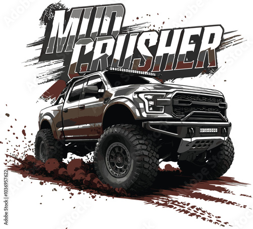 Mud Crusher concept truck T-Shirt Design