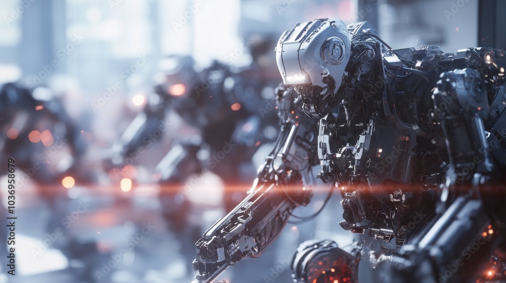 Fototapeta premium Futuristic Robots in a High-Tech Environment