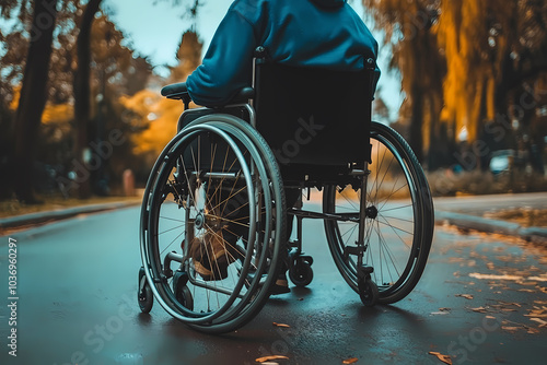 An image of a person in a wheelchair, symbolizing inclusiveness, represents the values of equality, accessibility, and the celebration of diversit