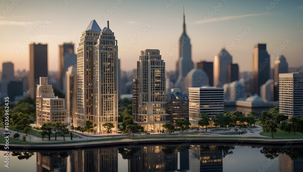 Obraz premium model of the city on the business table
