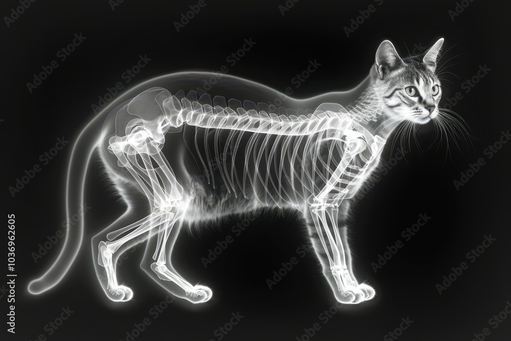 Fototapeta premium a cat is shown in a black and white image