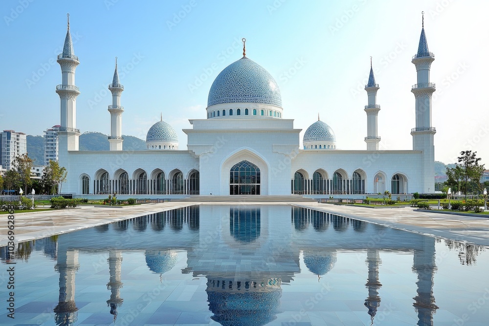 Fototapeta premium Beautiful mosque as a place of worship for Muslims created with Generative AI