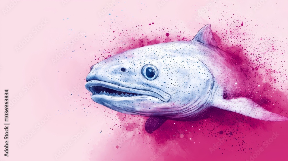 A fish with a broad grin and rosy-painted mouth A fish with a broad grin and rosy-painted mouth
