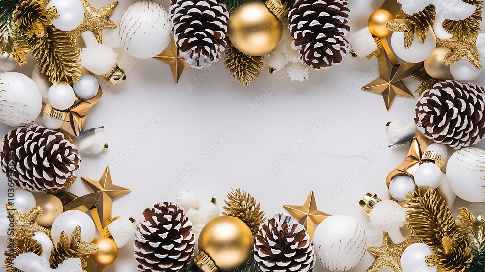 christmas frame with cones and decorations christmas frame with cones and decorations