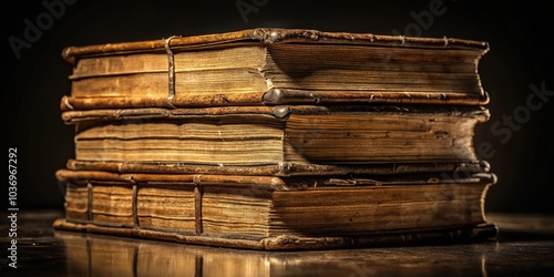 Antique stacked books in chiaroscuro style