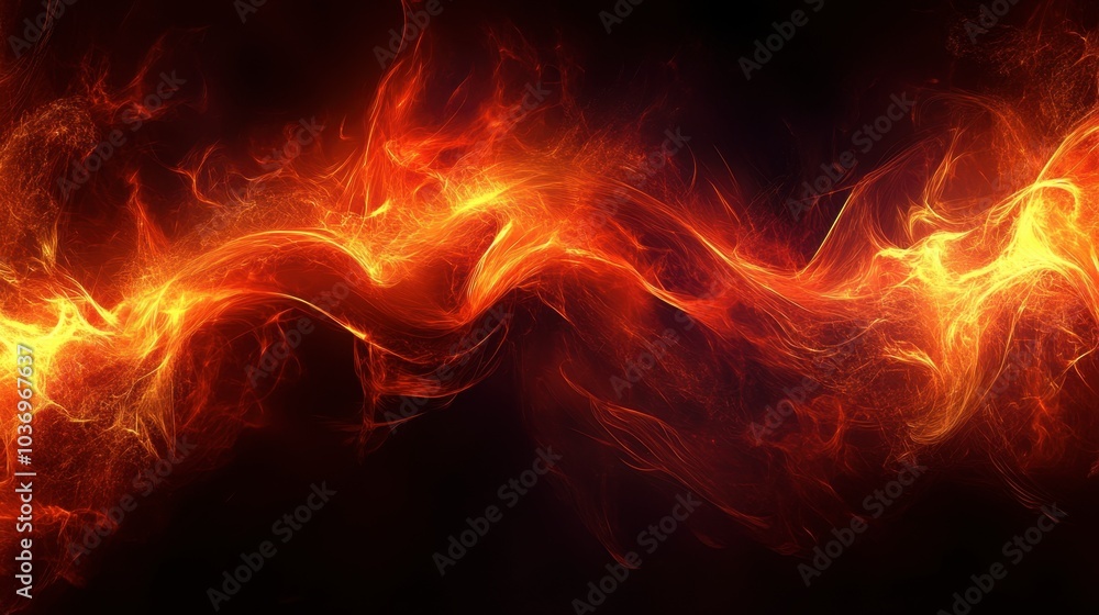 Fototapeta premium Vibrant Flames on Black Background for Dramatic Effect