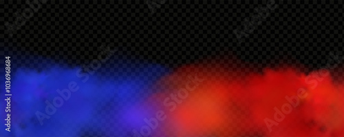 Red blue clouds effect. Cold and hot smoke texture. Abstract neon flame fog. Confrontation concept in sports boxing competition.