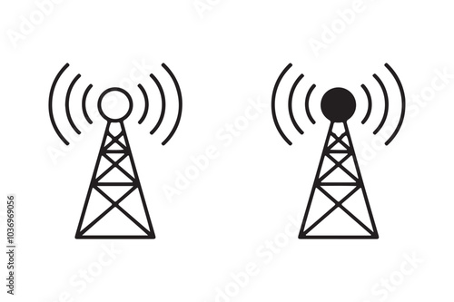 radio tower icon. Broadcast Icon Concept - Vector Illustration of Communication Towers