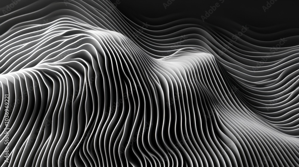 Abstract Waves with Smooth Lines in Black and White Abstract Waves with Smooth Lines in Black and White