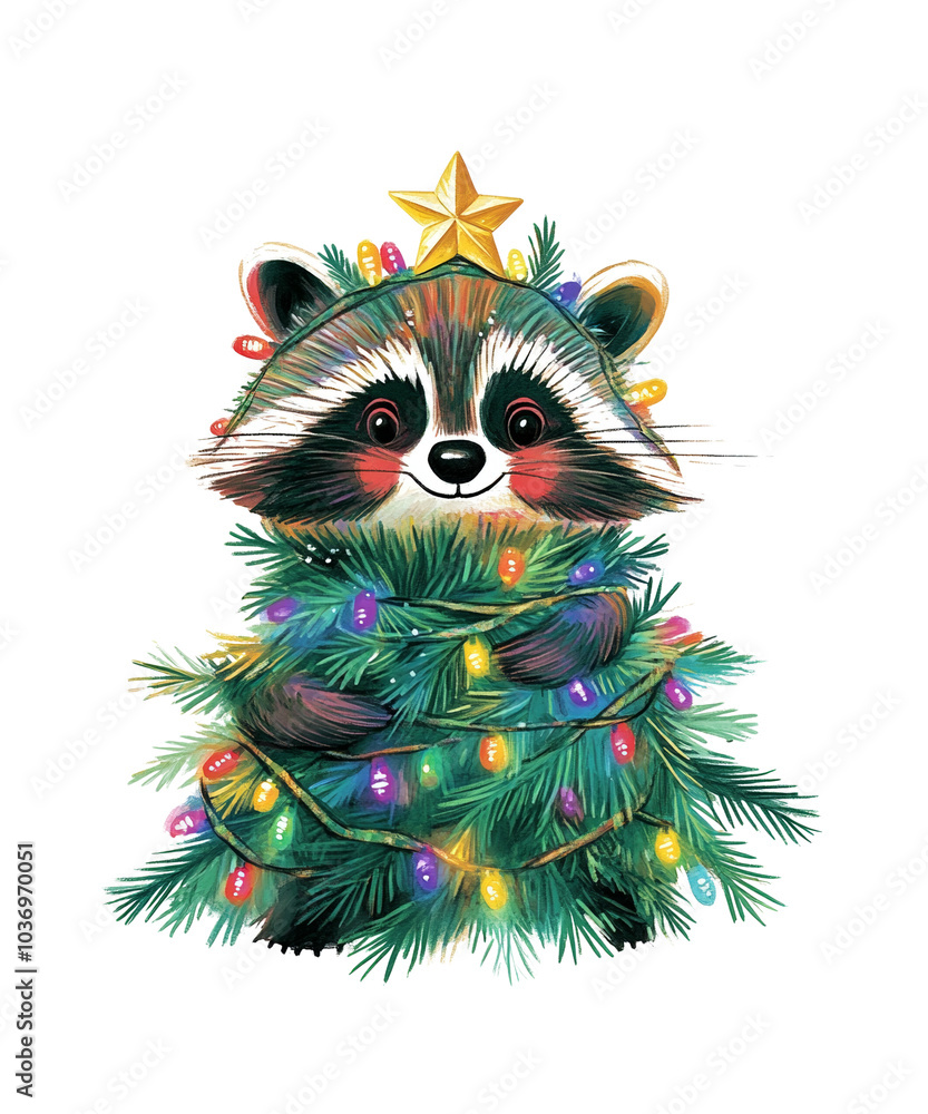 Watercolor Animal Christmas Illustration Watercolor Animal Christmas Illustration