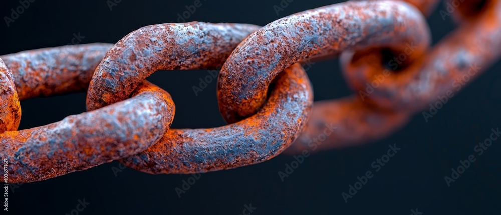 A tight shot of a weathered metal chain against a black backdrop Chain texture is distinct, while the image of it is slightly out of focus A tight shot of a weathered metal chain against a black backdrop Chain texture is distinct, while the image of it is slightly out of focus