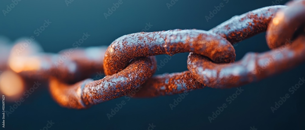 A tight shot of a snow-laden chain against a softly blurred background A tight shot of a snow-laden chain against a softly blurred background