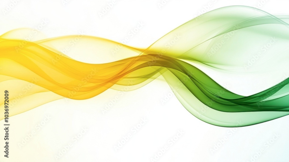 Abstract Flow of Colorful Wavy Shapes in Yellow and Green Abstract Flow of Colorful Wavy Shapes in Yellow and Green