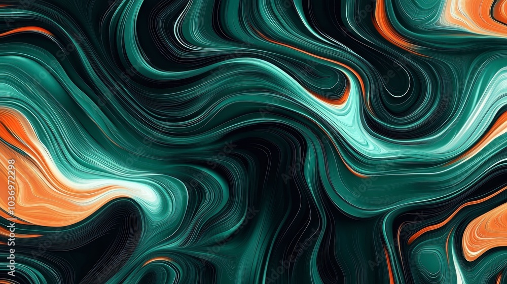 Abstract Fluid Art with Teal and Orange Swirls Abstract Fluid Art with Teal and Orange Swirls