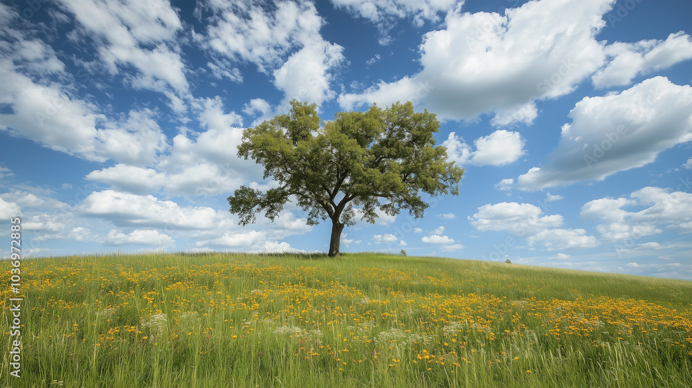 Obraz premium 丘の上のハート型の樹