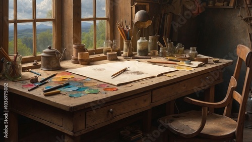 Old Artist's Table photo