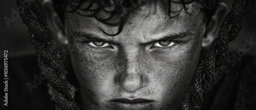 Wallpaper Mural  A monochrome image of a man with freckles scattered across his face and head Torontodigital.ca