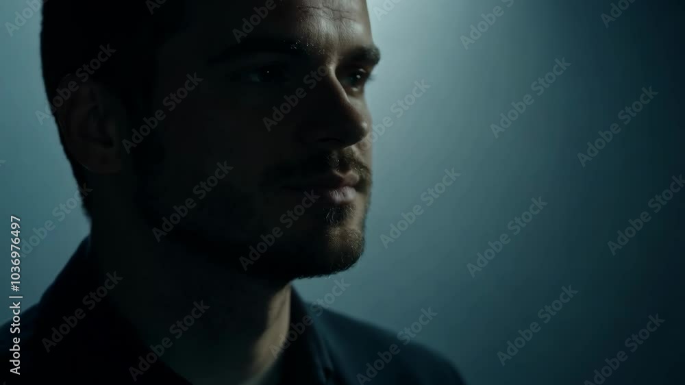 Pensive man in low light contemplation Pensive man in low light contemplation