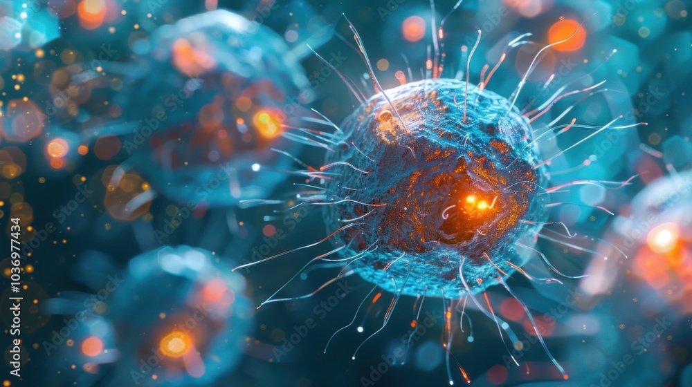 Abstract Microscopic View of Digital Virus Cells and Genetic Structures. Generative ai Abstract Microscopic View of Digital Virus Cells and Genetic Structures. Generative ai