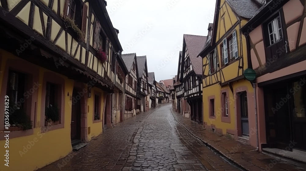 Charming Medieval Street in a Quaint Village Scene Charming Medieval Street in a Quaint Village Scene