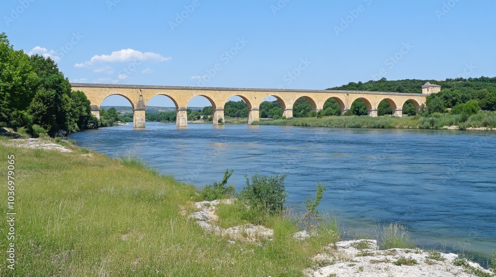 Fototapeta premium Scenic View of Aqueduct Over River Landscape