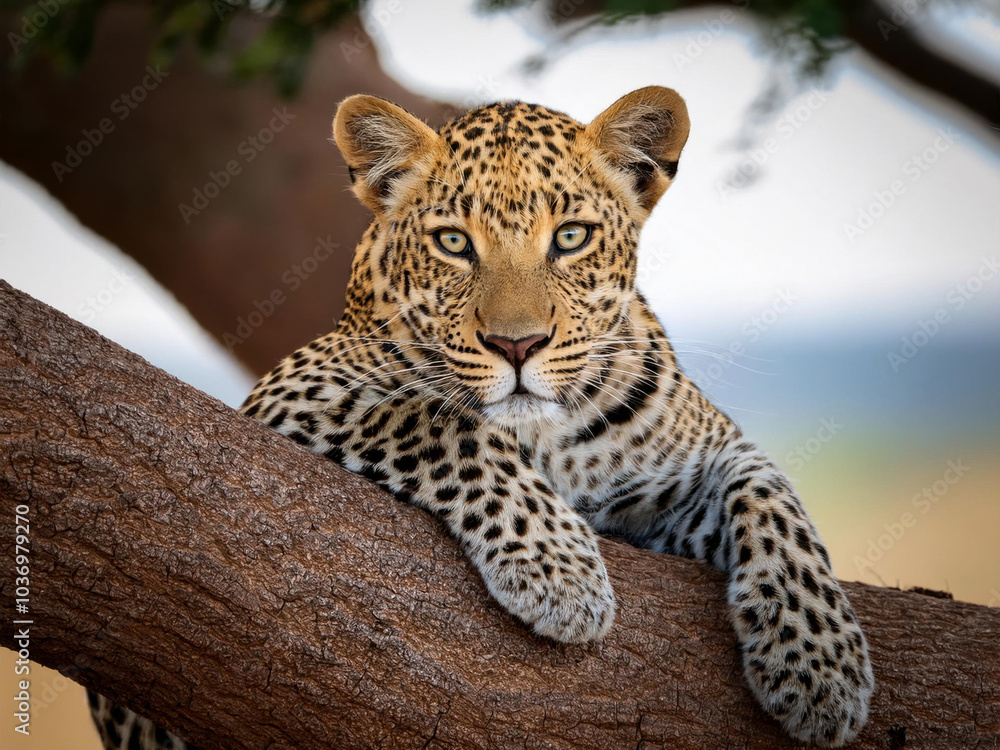 Fototapeta premium leopard on a branch