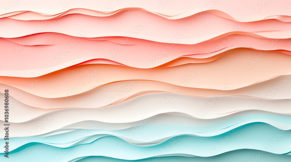 Beautifully layered paper waves in soft pastel colors create an abstract and artistic background perfect for creative projects. Beautifully layered paper waves in soft pastel colors create an abstract and artistic background perfect for creative projects.