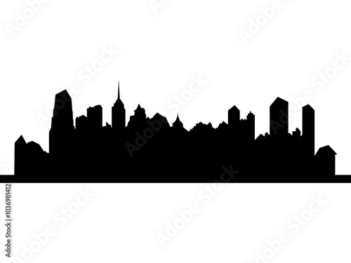 City silhouette vector illustration. Modern urban landscape. Modern cityscape silhouette on white background