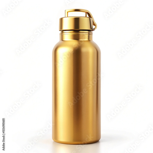 Golden bottle white background 