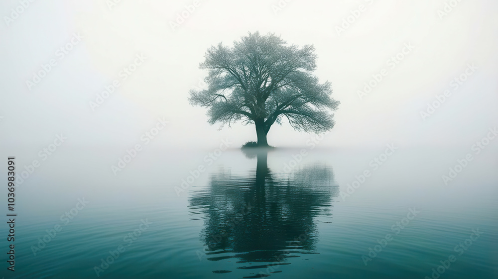 A tree is reflected in the water A tree is reflected in the water
