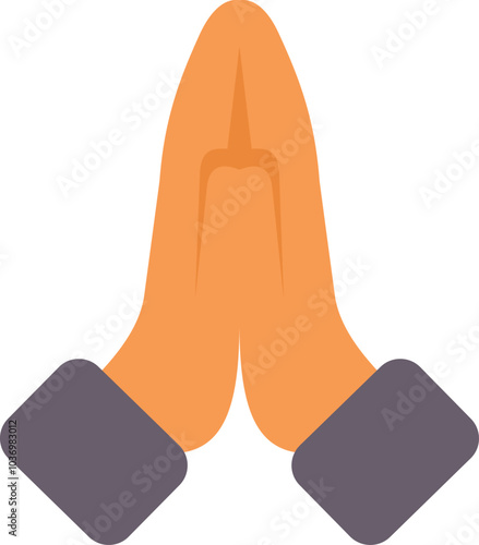 This vector icon shows two hands pressed together in prayer