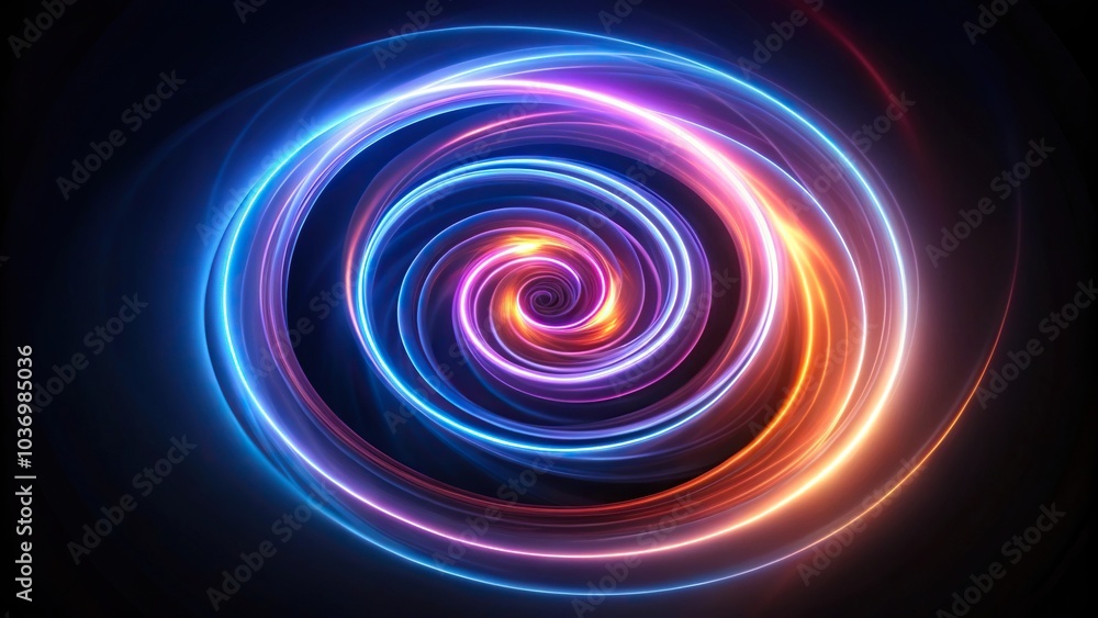 Abstract neon background featuring glowing spiral close-up Abstract neon background featuring glowing spiral close-up