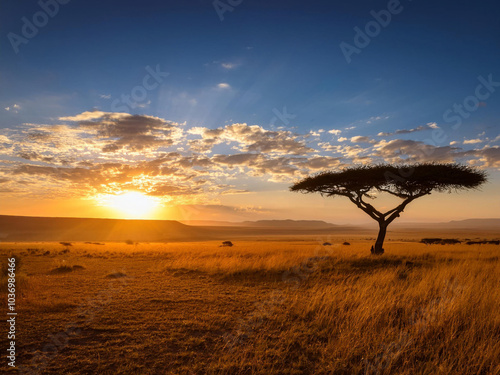 tree at sunset