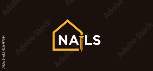 steel nail logo collection.steel nail logo for building construction.