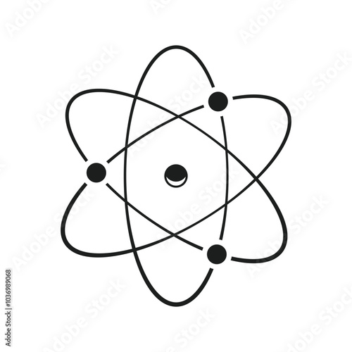 Circle the Y2K element atom symbol icon. Atom icon. black circle atom vector illustration. Logo atomic neutron black color isolated on white background.