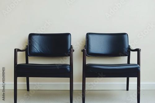 Wallpaper Mural Two Minimalist Black Chairs in a Waiting Room Torontodigital.ca