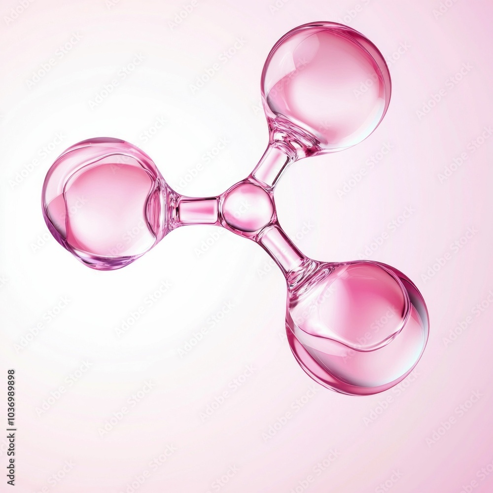 Pink Molecular Structure of Glass Spheres on White Pink Molecular Structure of Glass Spheres on White